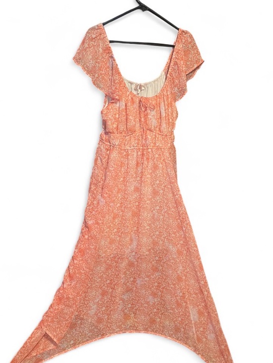 Dizzy Dresses & Skirts - Dizzy Lizzy Coral Orange Paisley Handkerchief Hem Cottagecore Boho Midi Dress XL